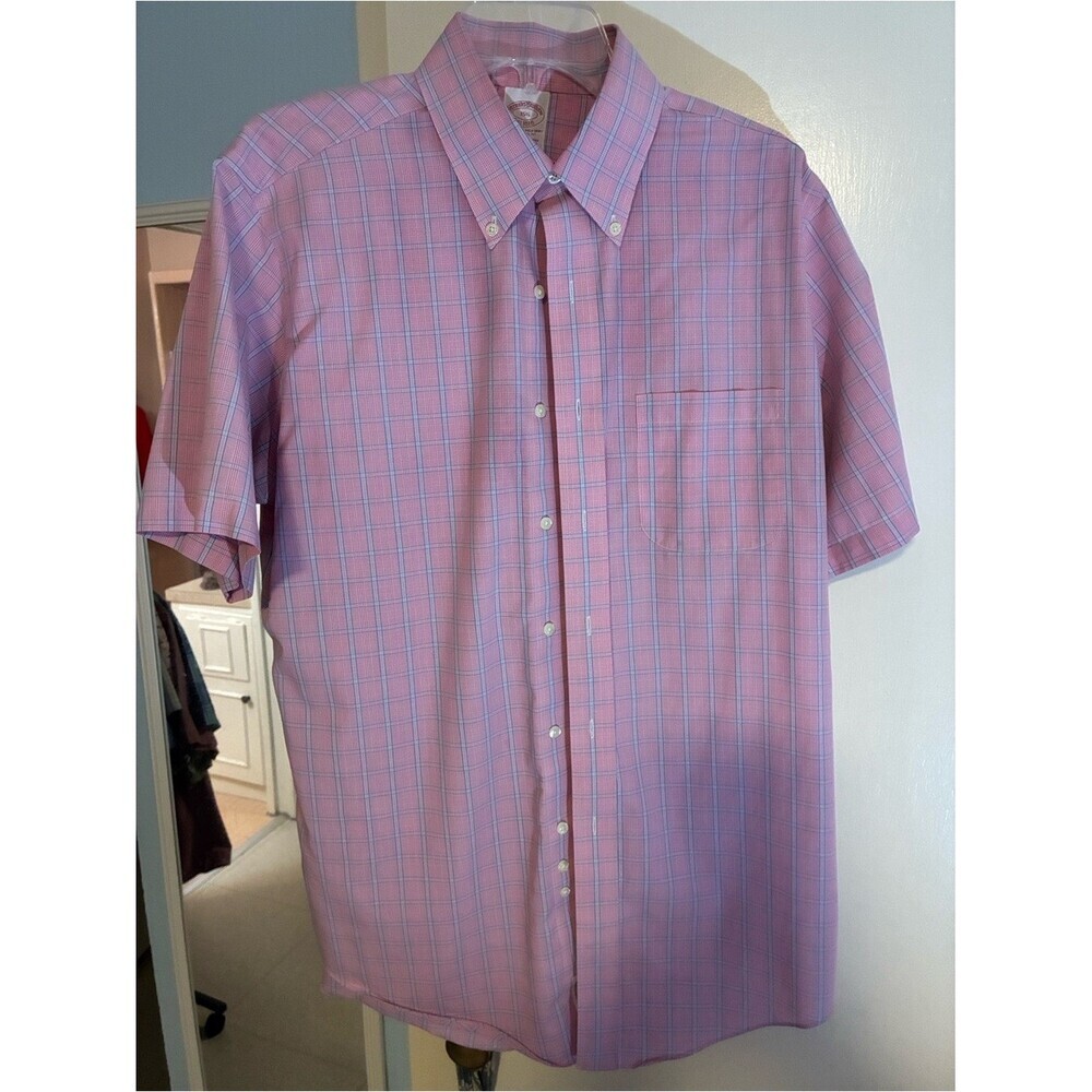 Brooks Brothers Pink and Blue Plaid Dress Shirt - Traditional Fit - Picture 3 of 4